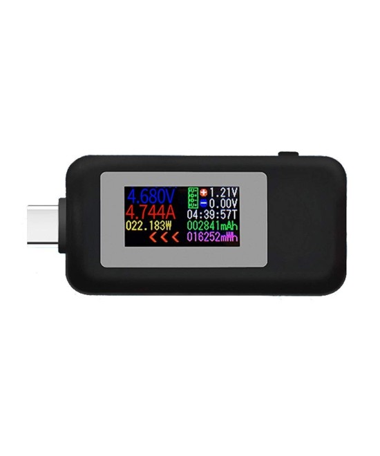 Medidor de voltaje y corriente USB KWS-1902C con pantalla a color y conector Tipo-C