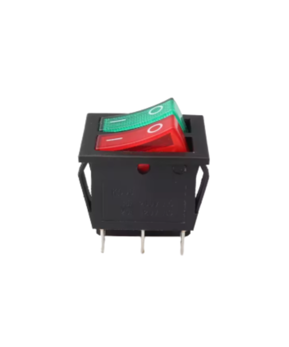 Interruptor basculante doble KCD6-202N-6P de 6 pines verde y rojo