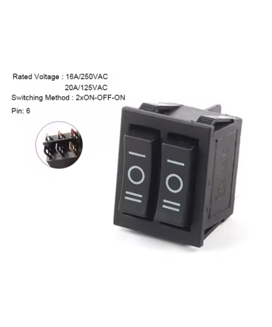 Interruptor basculante doble KCD6-202N-6P de 6 pines ON-OFF-ON
