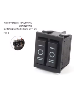 Interruptor basculante doble KCD6-202N-6P de 6 pines ON-OFF-ON
