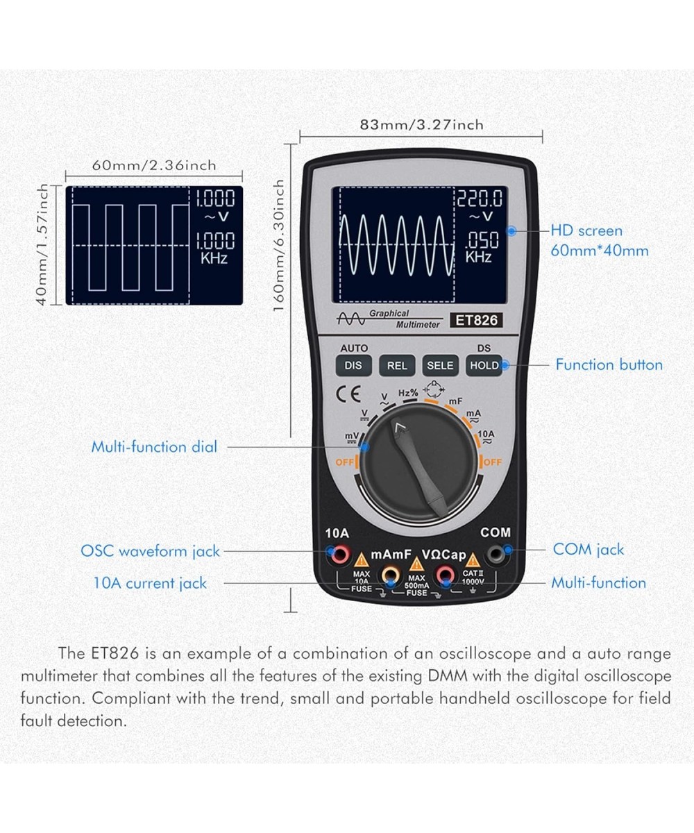 Multimetro y Osciloscopio 2 en 1 ET826