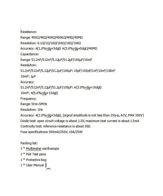 Multimetro y Osciloscopio 2 en 1 ET826