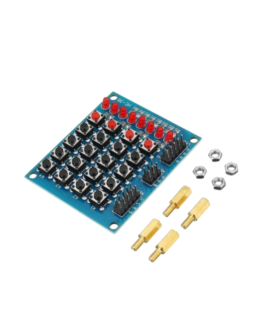 Teclado matricial 4x4 con botones pulsadores.