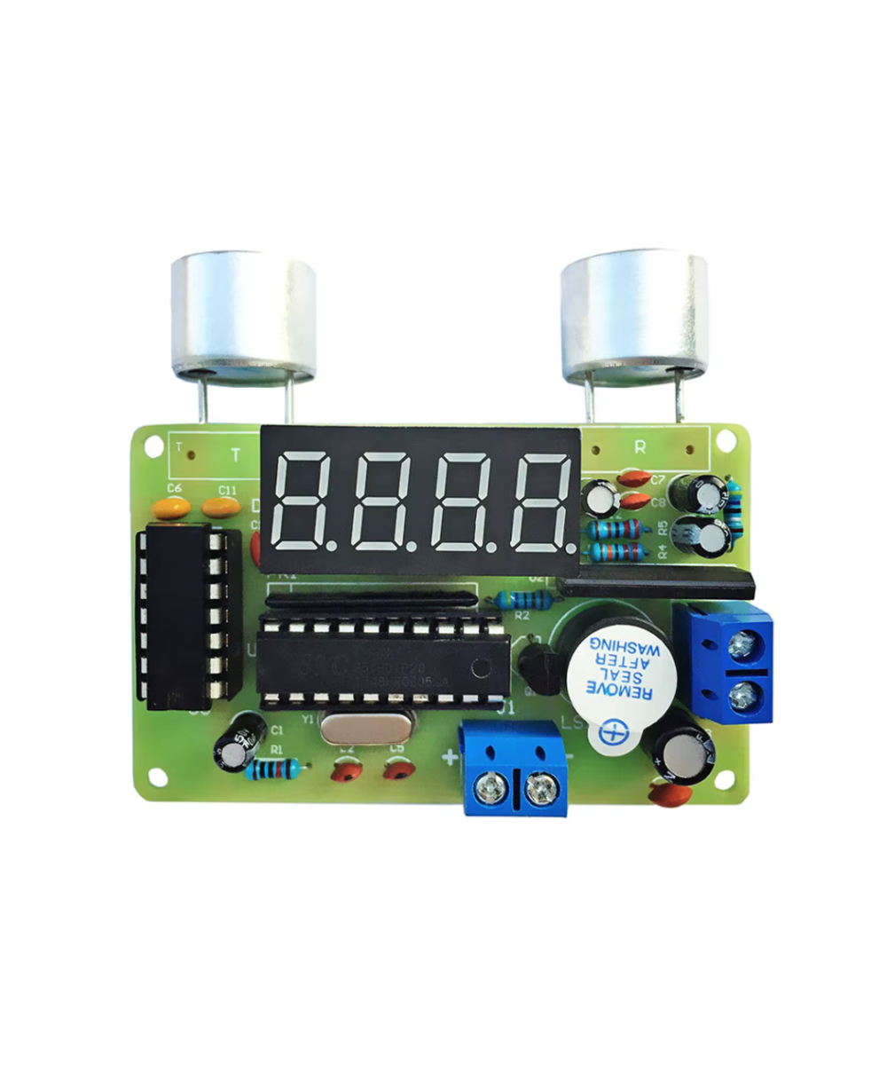 Kit electrónico DIY de medidor ultrasónico de distancia.