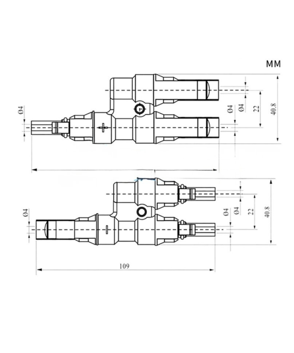 Conector para panel solar MC4-T 1 a 2 conexiones
