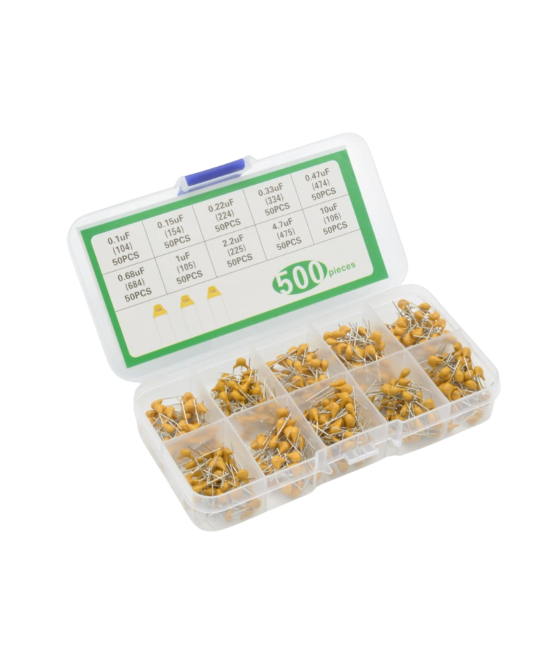 Capacitores ceramicos 500 piezas 10 Valores 0.1-10UF 50V