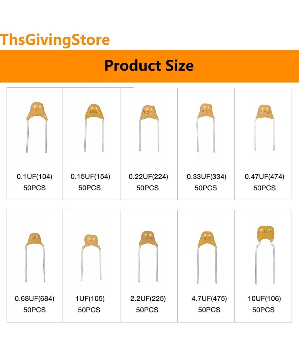 Capacitores ceramicos 500 piezas 10 Valores 0.1-10UF 50V