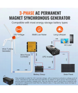 Generador de viento 500W 12V Aerogenerador 3 aspas VEVOR