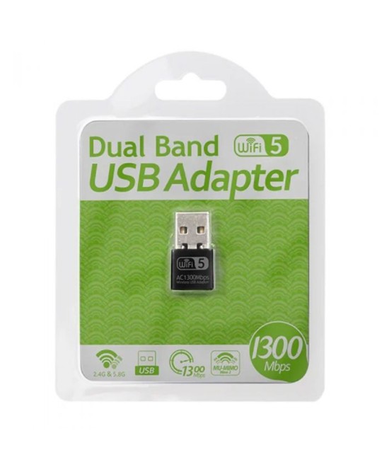 Adaptador Wifi USB 2.0 banda dual 2.4G y 5.8G 1300MBPS AC1300-4609AC