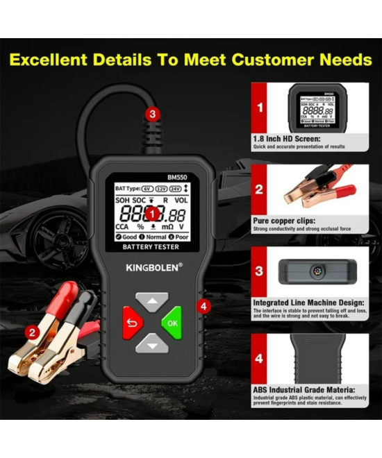 Probador de Baterias de Carro 6V/12V/24V KINGBOLEN BM550