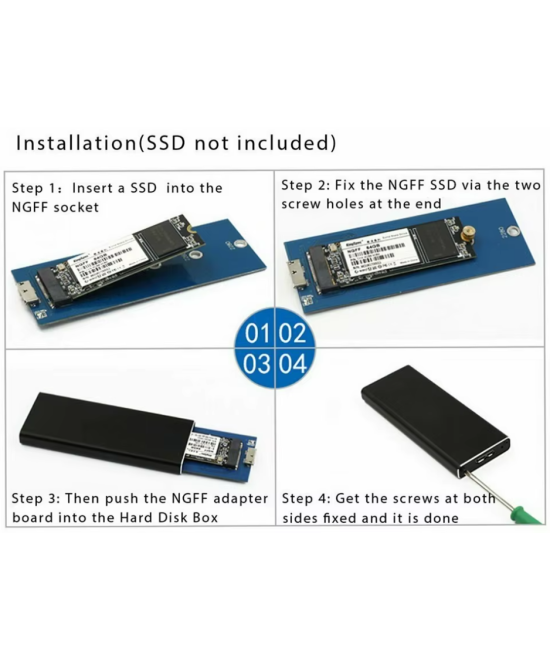 Adaptador para disco duro NGFF M.2 SATA SSD a USB 3.1 Tipo C, USB 3.0 a M.2 NGFF