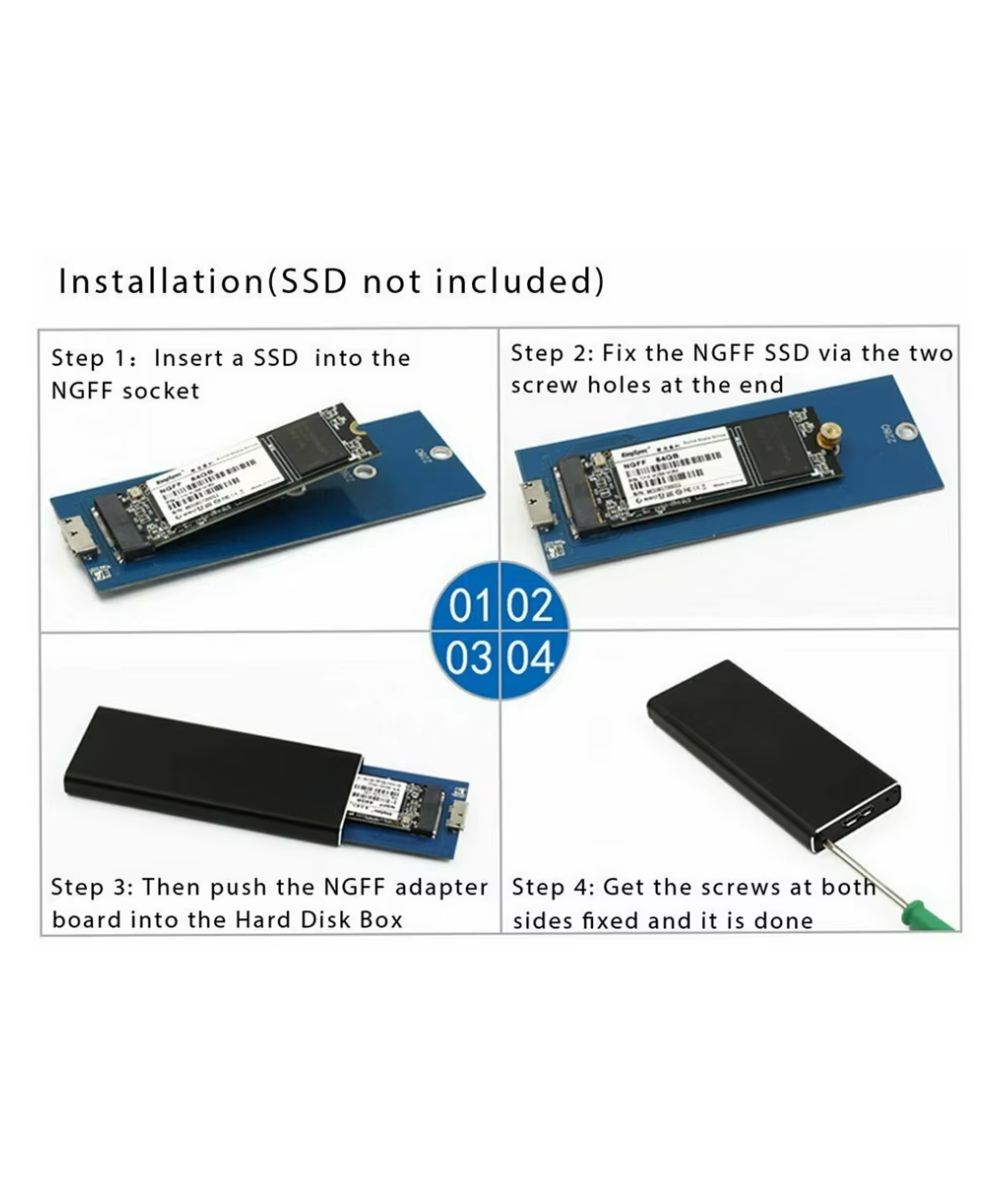 Adaptador para disco duro NGFF M.2 SATA SSD a USB 3.1 Tipo C, USB 3.0 a M.2 NGFF