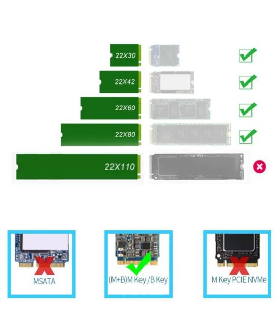 Adaptador para disco duro NGFF M.2 SATA SSD a USB 3.1 Tipo C, USB 3.0 a M.2 NGFF