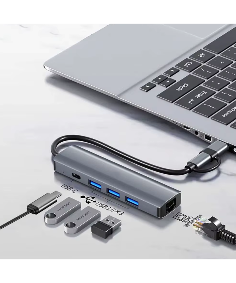 Adaptador de red y HUB RJ45 a USB / USB-C