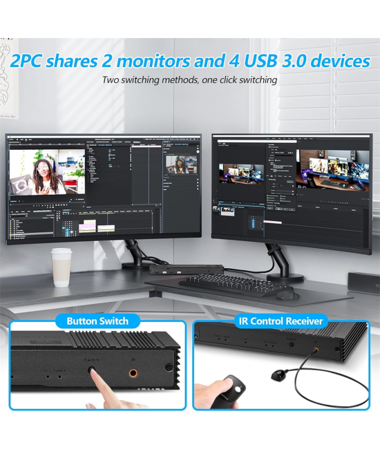 Conmutador KVM 8K Display DP HDMI 2x2