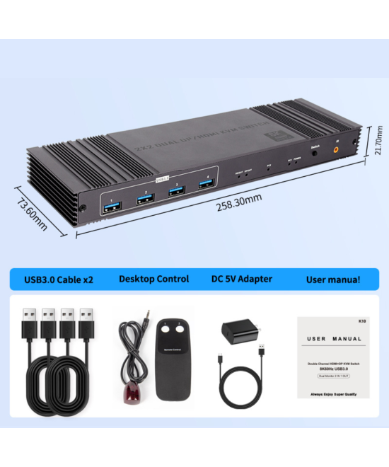 Conmutador KVM 8K Display DP HDMI 2x2