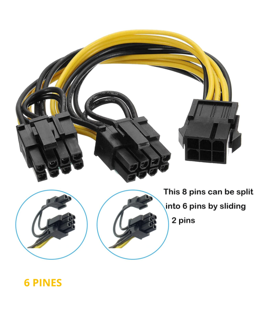 Splitter para tarjeta grafica PCIe de 6 y 8 pines a 2 salidas 8 pines (6+2)