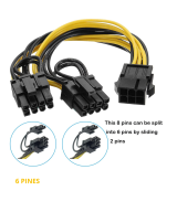 Splitter para tarjeta grafica PCIe de 6 y 8 pines a 2 salidas 8 pines (6+2)
