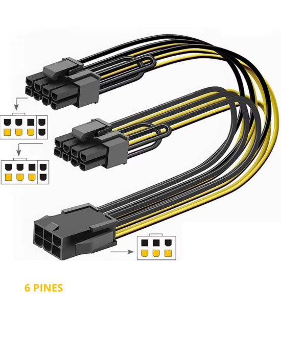 Splitter para tarjeta grafica PCIe de 6 y 8 pines a 2 salidas 8 pines (6+2)