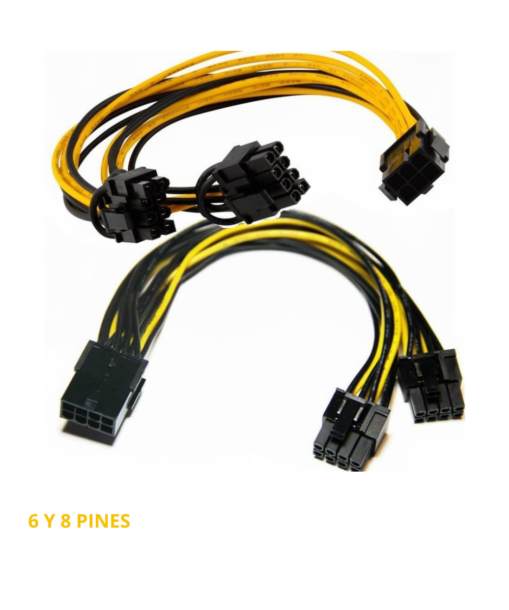 Splitter para tarjeta grafica PCIe de 6 y 8 pines a 2 salidas 8 pines (6+2)