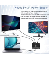Separador de video Display Port 1 entrada a 2 salidas 4K 120Hz, compatible con MST y SST