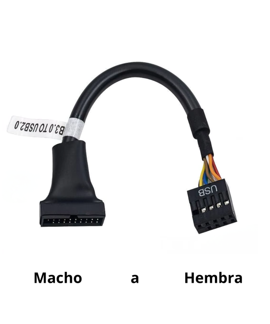 cable adaptador de tarjeta madre USB 3.0 a USB 2.0, 19 pines USB3.0 macho a 9 pines USB2.0 Hembra