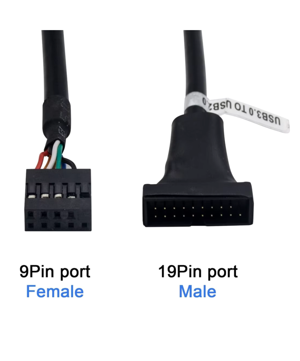 cable adaptador de tarjeta madre USB 3.0 a USB 2.0, 19 pines USB3.0 macho a 9 pines USB2.0 Hembra
