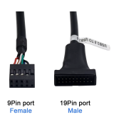 cable adaptador de tarjeta madre USB 3.0 a USB 2.0, 19 pines USB3.0 macho a 9 pines USB2.0 Hembra