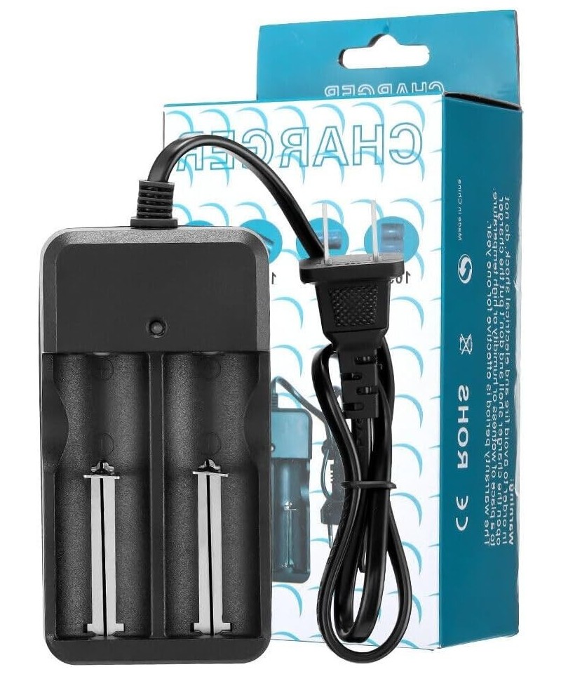 Cargador doble de baterías de litio 18650/16340/26650/14500 3.7V 800mAh