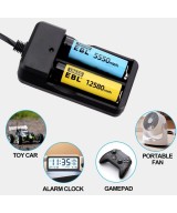 Cargador doble de baterías de litio 18650/16340/26650/14500 3.7V 800mAh