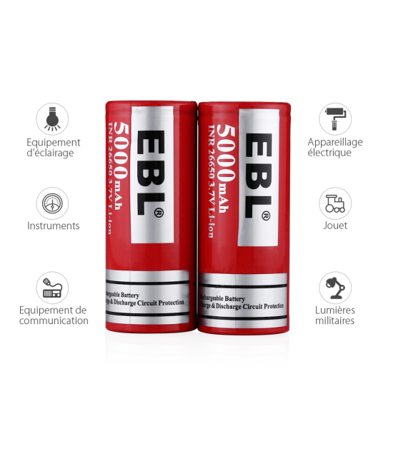 Bateria Recargable EBL 5000 mah 3.7 v INR26650