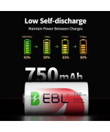 Bateria recargable CR123 EBL 750mah 3.7v (1UNIDAD)