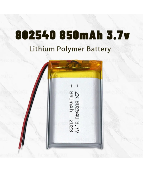 Bateria tipo Lipo recargable 3.7V 850mAh 80x25x40mm