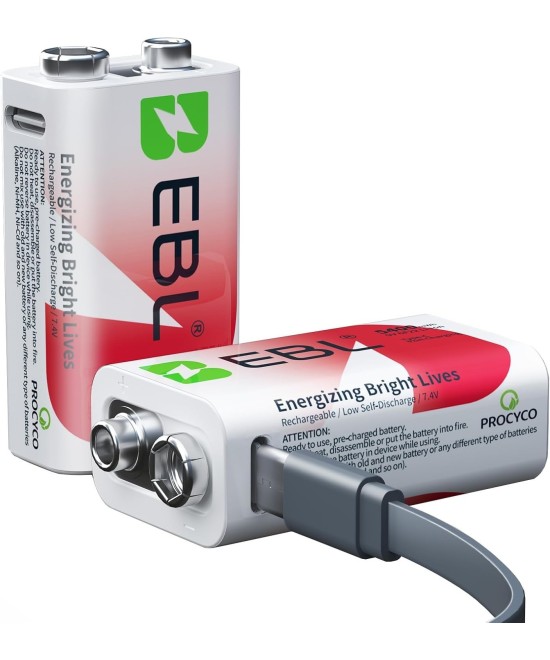 Bateria Recargable 9V USB EBL 5400mWh