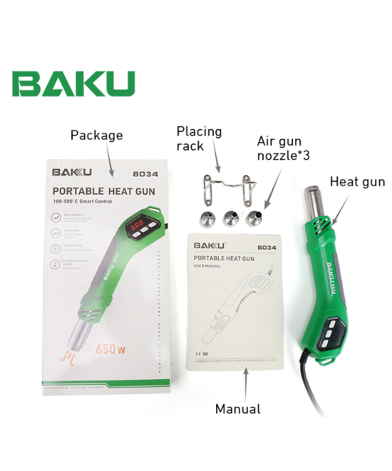 Pistola de calor portatil 650W BK-8034 BAKU