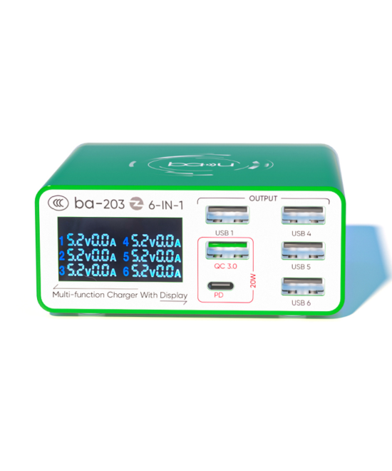Cargador multipuertos 6 en 1 BA-203 20W BAKU