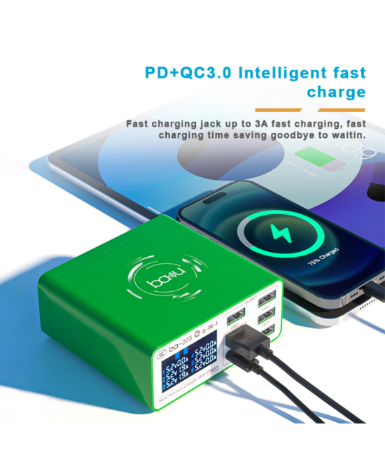 Cargador multipuertos 6 en 1 BA-203 20W BAKU