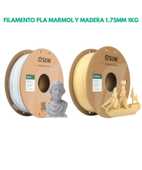 FILAMENTO PLA-MARMOL / MADERA ESUN 1.75MM 1KG