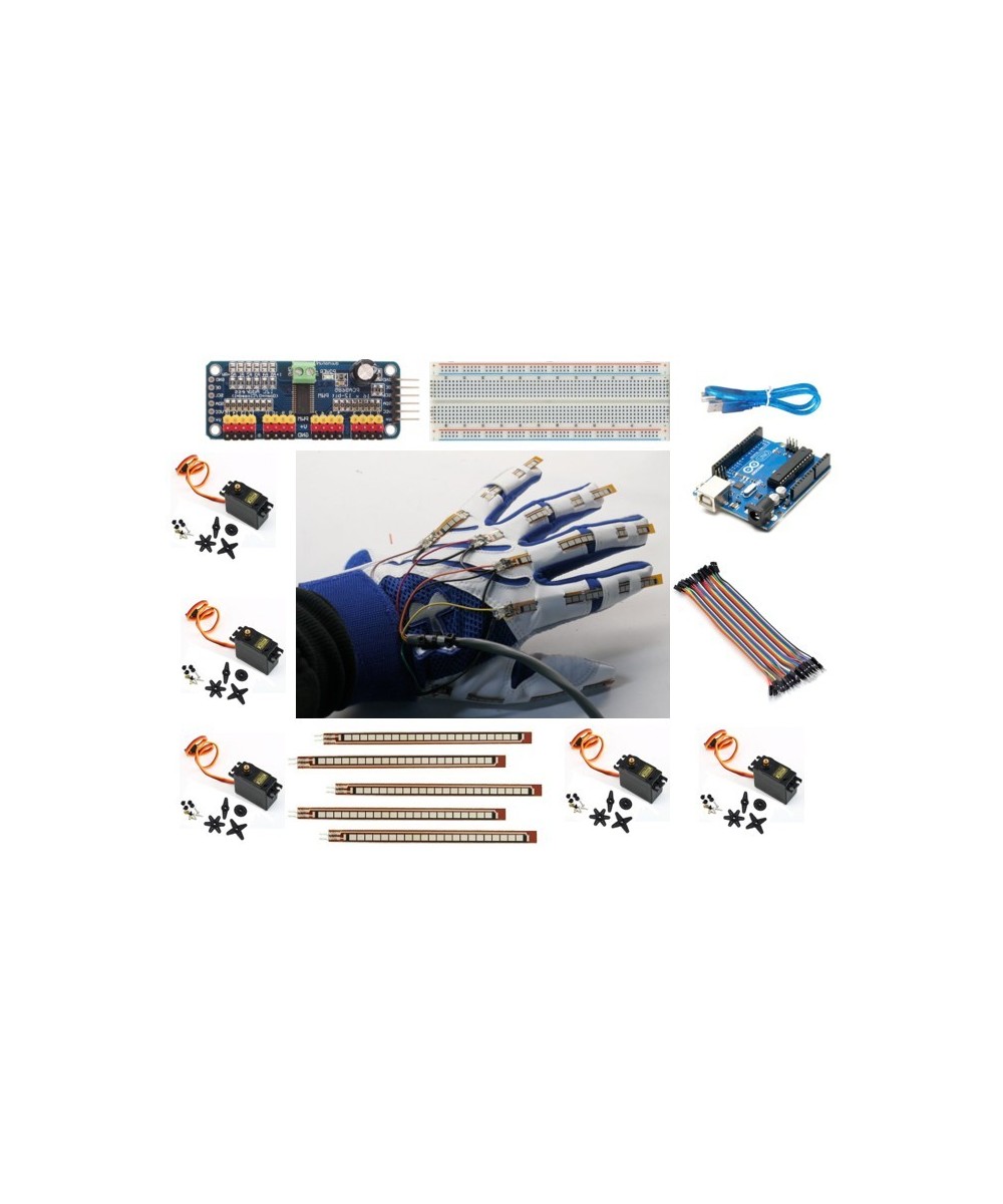 KIT mano robotica con sensores Flex