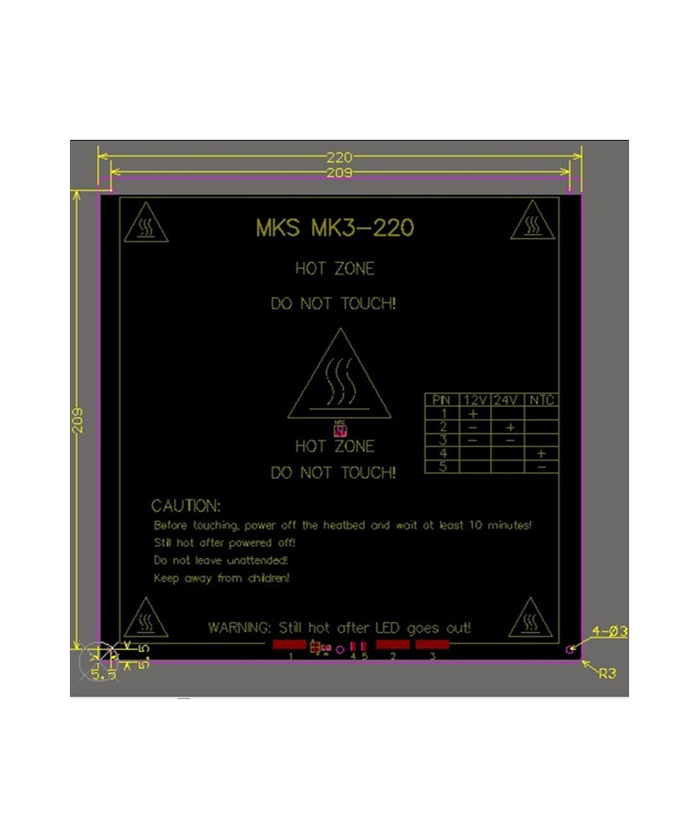 Base termica impresora 3D 220mmx220mmx3mm 110 oc