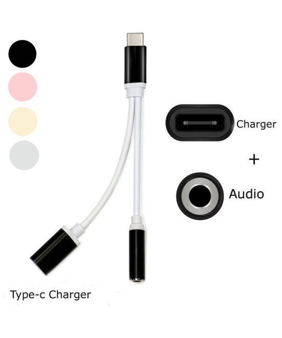 USB-c a audio 3.5mm y cargador