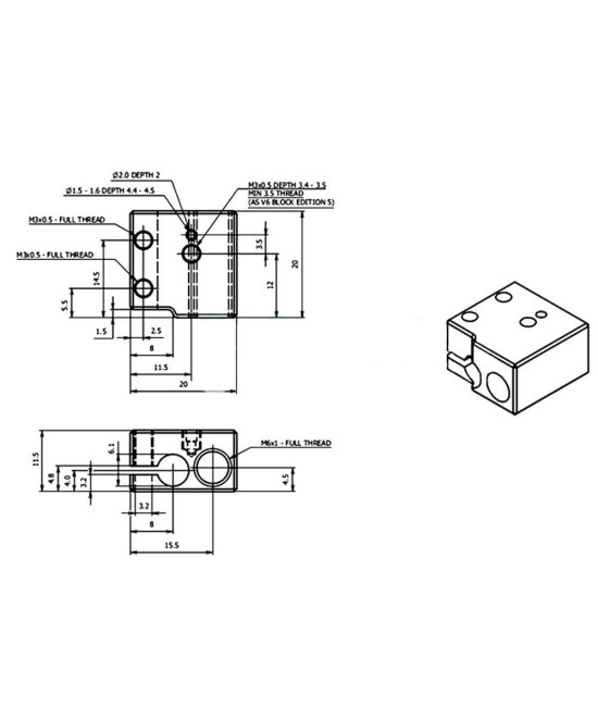 Cabezal de calentamiento para extrusor impresora 3D