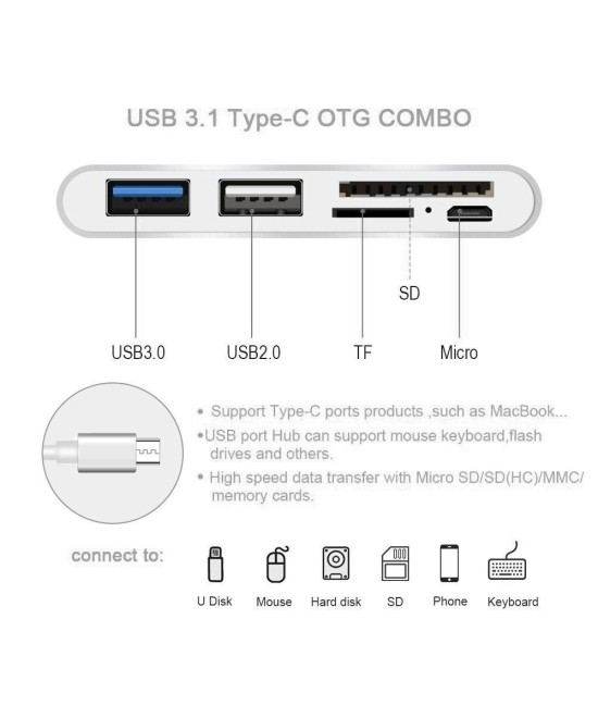 Adaptador USB tipo C 5 en 1